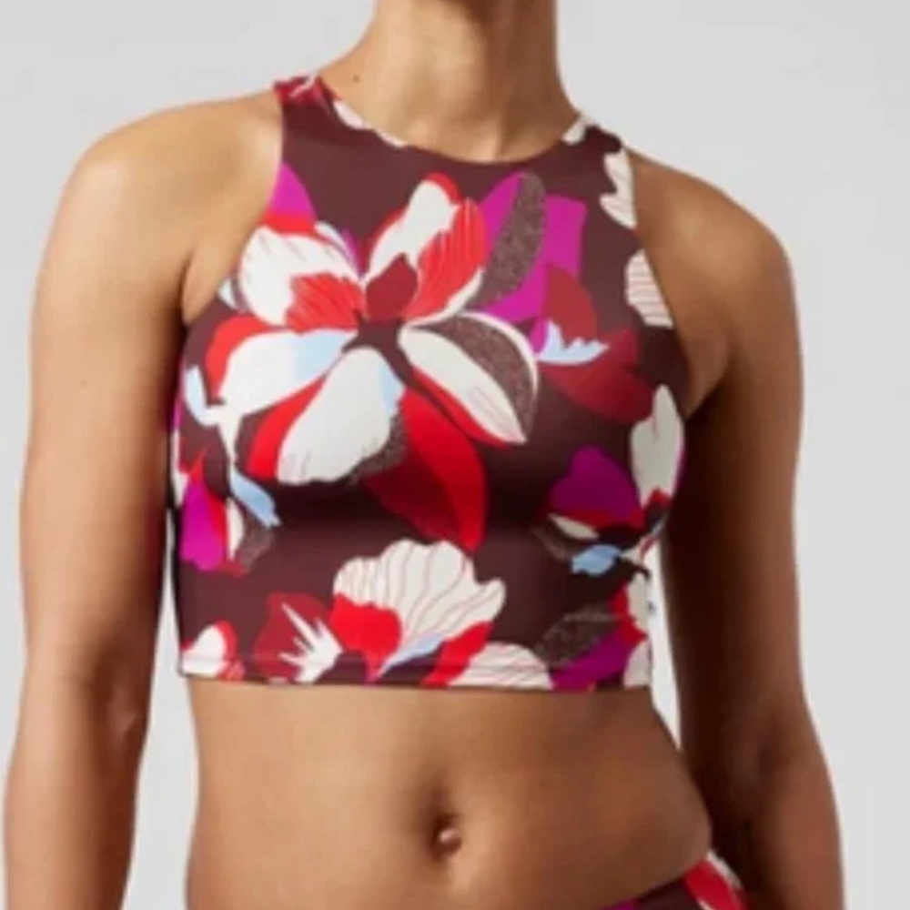 Athleta Conscious Crop Bikini Top Size S Floral